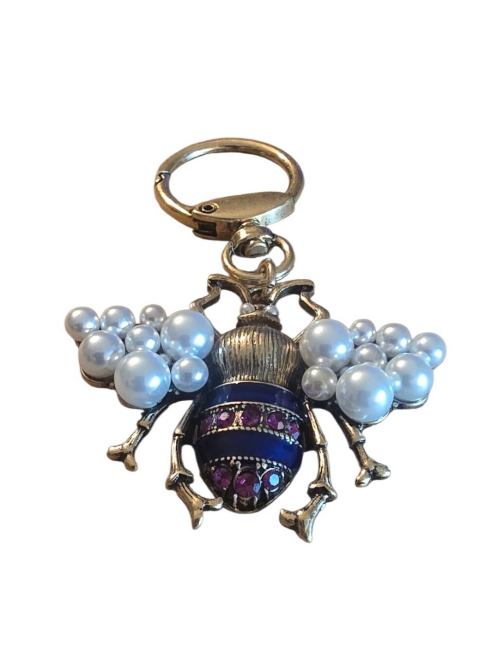 Nwt Sasdified Boutique Pearl & Enamel Bee Keychain/ Purse Charm